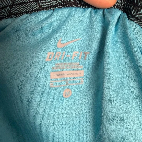 Nike Dri-FIT Womens Running Shorts Teal Black Geometric Print Medium - Picture 8 of 9